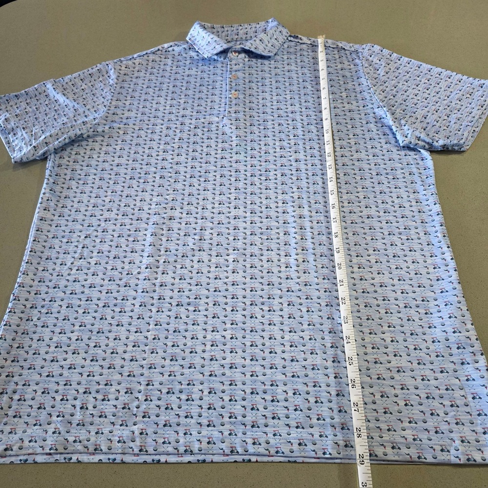 TailorByrd Men XL Golf Polo Shirt Blue Golf Cart Print Performance Moisture Wick - Picture 7 of 11